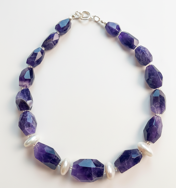 Starlight Amulet | Amethyst & Pearl Necklace