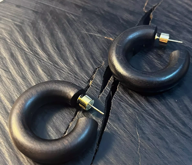 Grove Hoops | Natural Ebony Wood Hoop Earrings