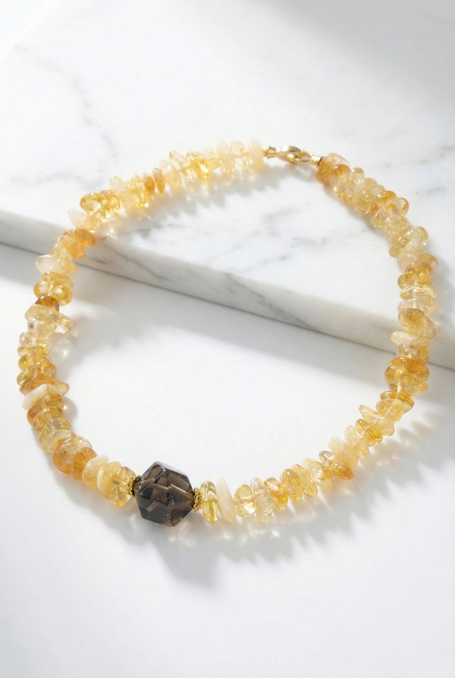 Natural Brazilin Citrine with Smoky Quartz Pendant Necklace - Lesedi Jewels