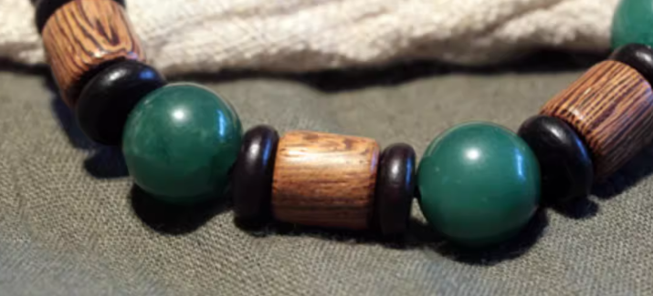 African Greed Jade with Ebony wood bead bracelet