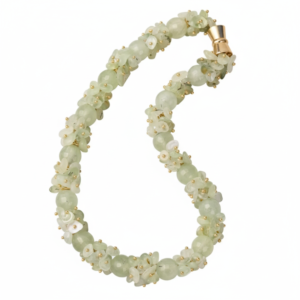 Spring’s Whisper | Natural Prehnite Faceted Beaded Necklace