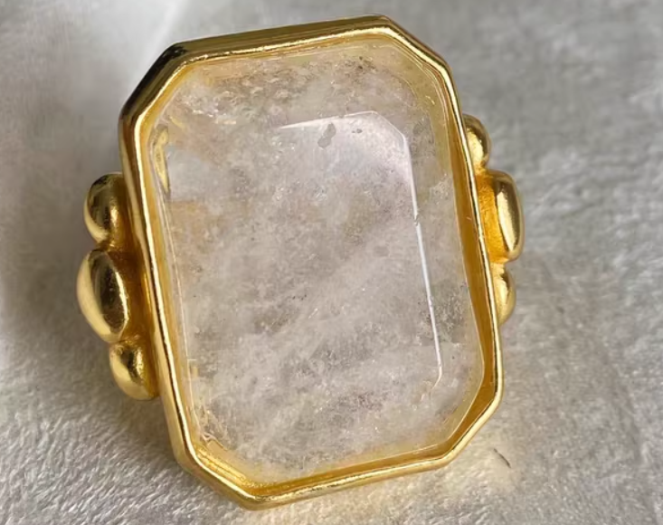 Frosted Dawn | White quartz Statement Ring