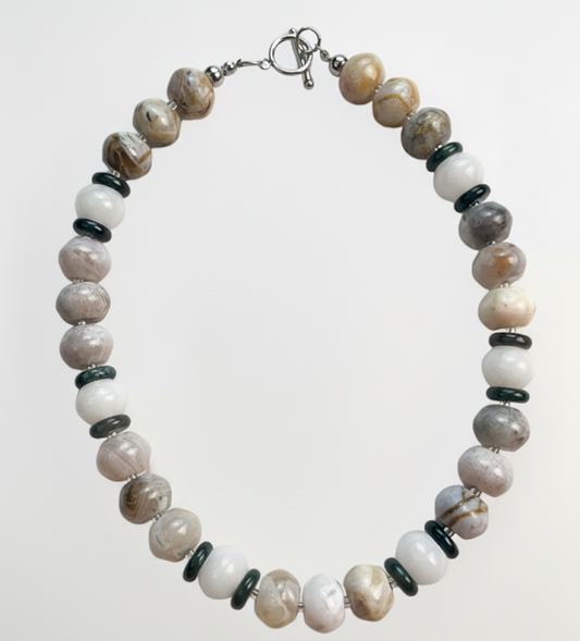 Nature’s Embrace | Natural bamboo leaf agate and white chalcedony