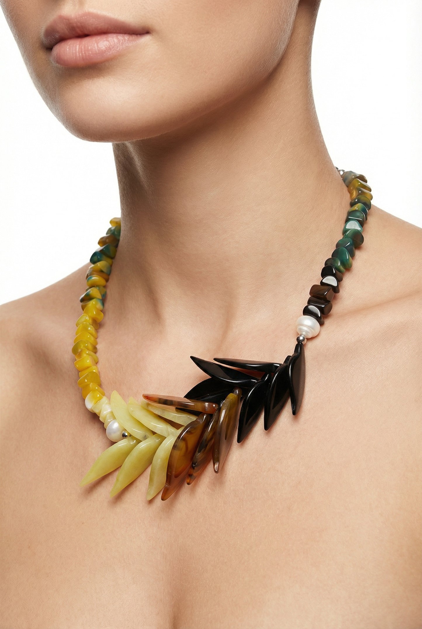 Four Seasons| Xiuyan jade, Tiger's Eye, Pearl and Mixed agate - Lesedi Jewels