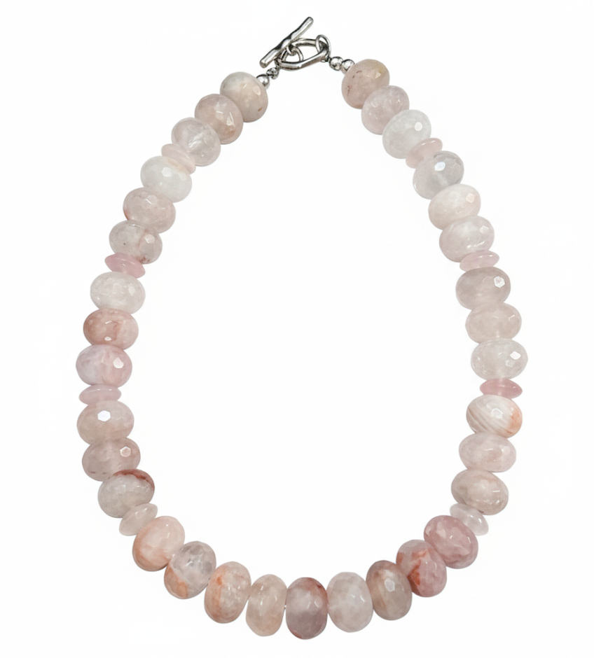 Blossom & Rose | Red Gum Flower Beads & Rose Quartz Necklace