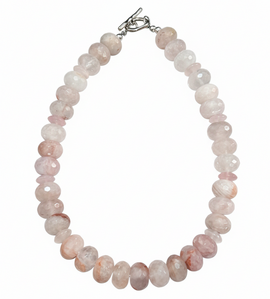 Blossom & Rose | Red Gum Flower Beads & Rose Quartz Necklace