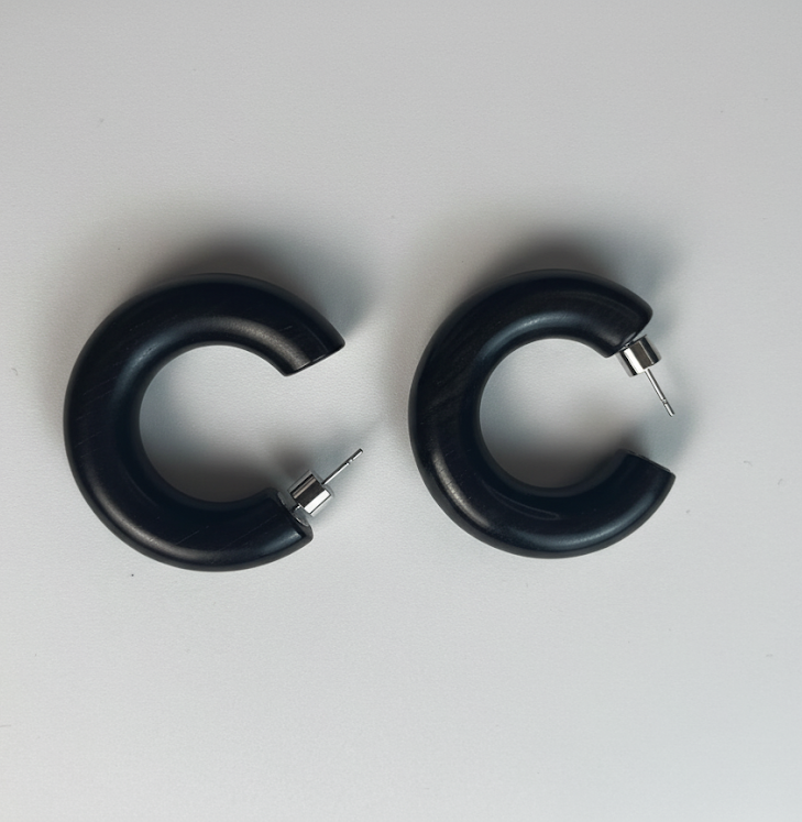 Grove Hoops | Natural Ebony Wood Hoop Earrings