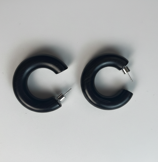 Grove Hoops | Natural Ebony Wood Hoop Earrings