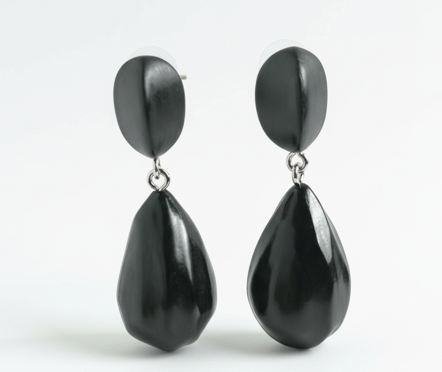 Folk Art Drops | Teardrop Ebony Wood Earrings