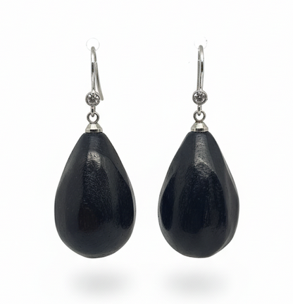 Dewdrop Timber | Purple Ebony Thick Teardrop Earrings