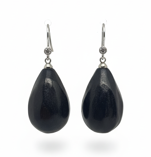 Dewdrop Timber | Purple Ebony Thick Teardrop Earrings