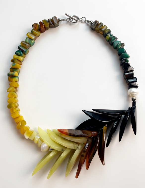 Four Seasons| Xiuyan jade, Tiger's Eye, Pearl and Mixed agate