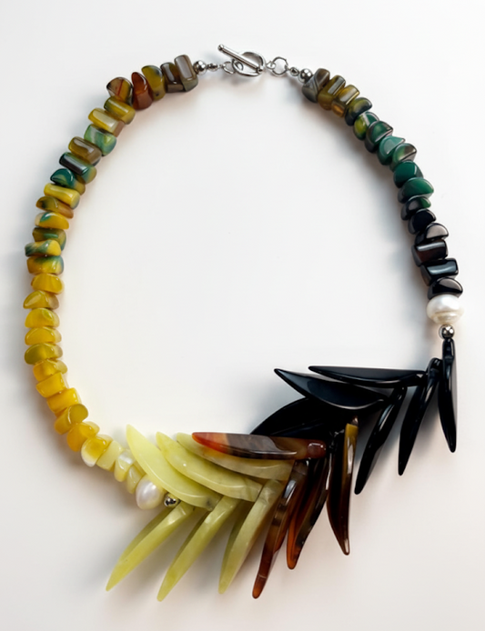Four Seasons| Xiuyan jade, Tiger's Eye, Pearl and Mixed agate