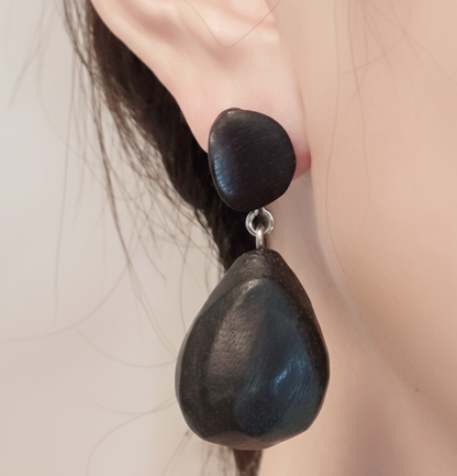 Folk Art Drops | Teardrop Ebony Wood Earrings