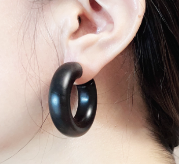 Grove Hoops | Natural Ebony Wood Hoop Earrings