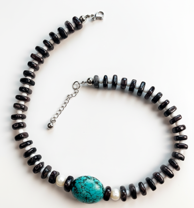 Scarlet & Serene | Garnet and Turquoise egg Necklace
