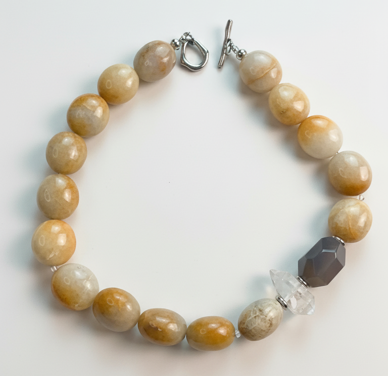 Sunlit Whispers | Yellow Agate, Gray Agate and White Quartz