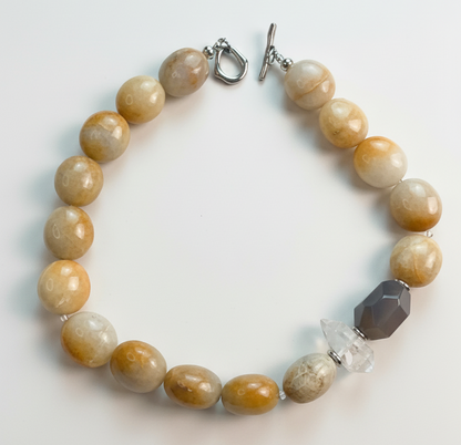 Sunlit Whispers | Yellow Agate, Gray Agate and White Quartz