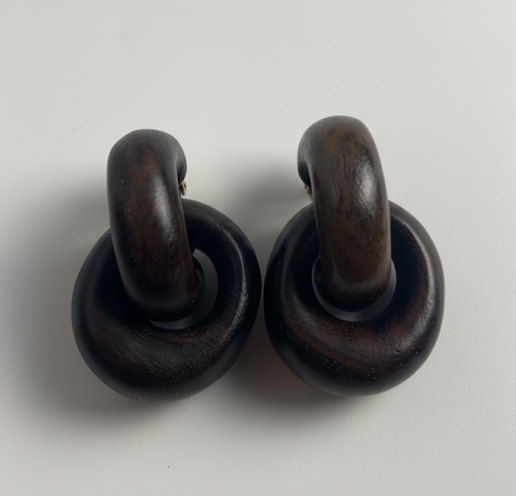 Woven Wood | Ebony Wood Clip-On Earrings