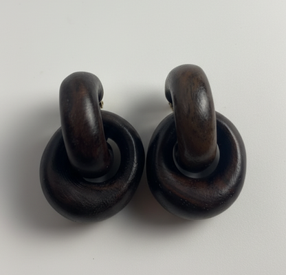 Woven Wood | Ebony Wood Clip-On Earrings