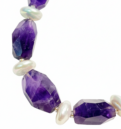 Starlight Amulet | Amethyst & Pearl Necklace