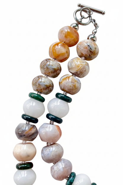 Nature’s Embrace | Natural bamboo leaf agate and white chalcedony