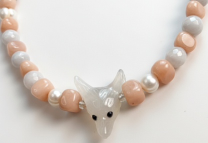 Whispers of Compassion | Pink Chalcedony, Grey Agate Necklace