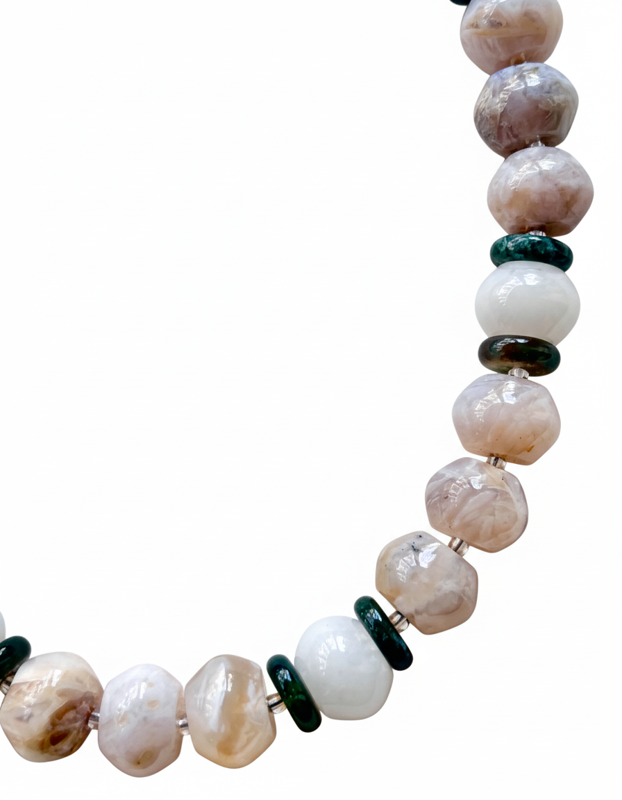 Nature’s Embrace | Natural bamboo leaf agate and white chalcedony