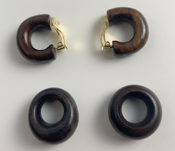 Woven Wood | Ebony Wood Clip-On Earrings