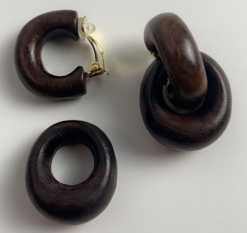 Woven Wood | Ebony Wood Clip-On Earrings
