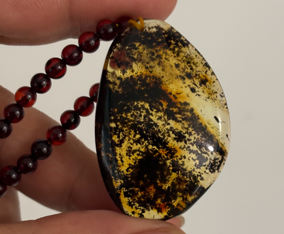 Natural Amber & Beeswax Bead Necklace - Lesedi Jewels