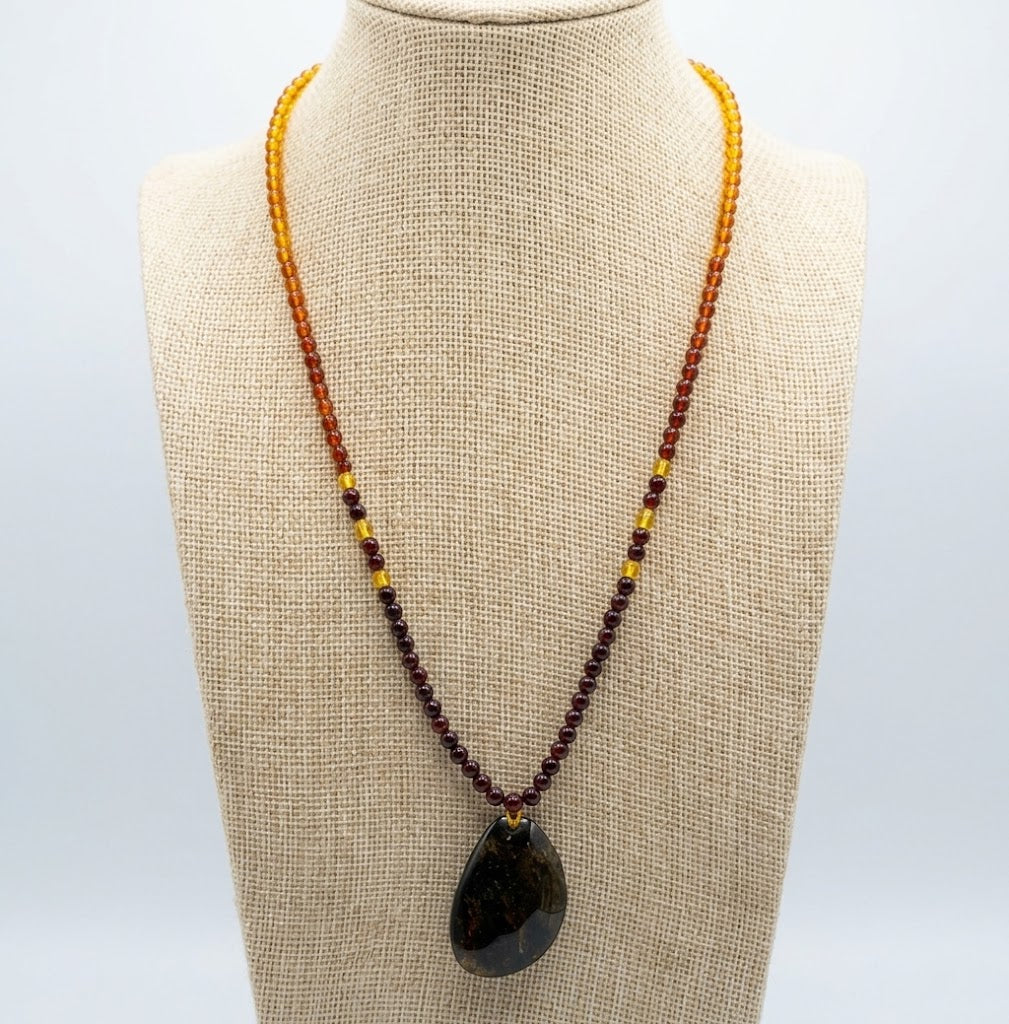 Natural Amber & Beeswax Bead Necklace - Lesedi Jewels