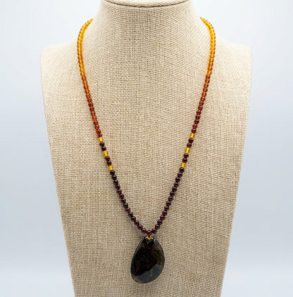 Natural Amber & Beeswax Bead Necklace - Lesedi Jewels