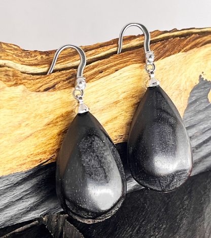 Dewdrop Timber | Purple Ebony Thick Teardrop Earrings