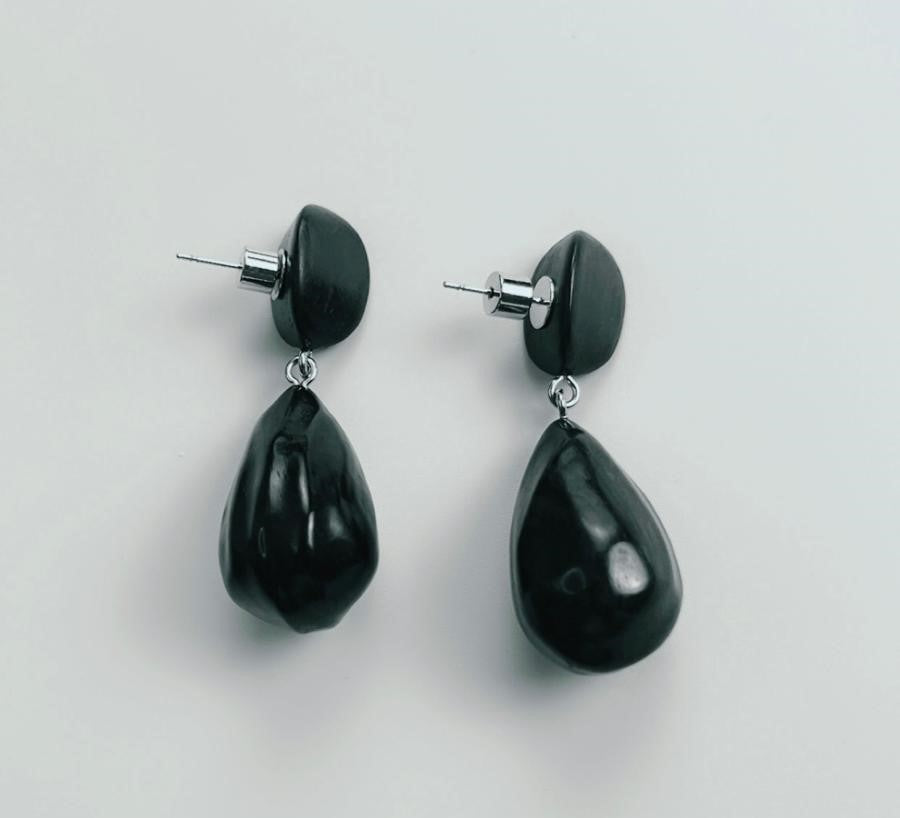 Folk Art Drops | Teardrop Ebony Wood Earrings