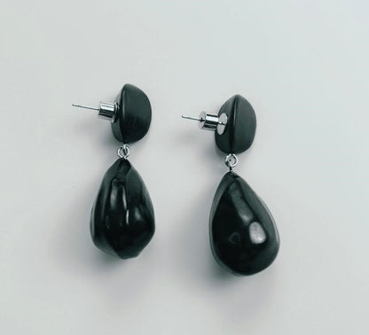 Folk Art Drops | Teardrop Ebony Wood Earrings