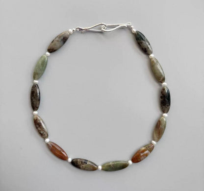 Natural Multi-tonal Raw Stone & freshwater pearl choker - Lesedi Jewels