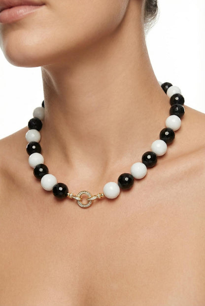 Natural Black & White Agate Chocker - Lesedi Jewels