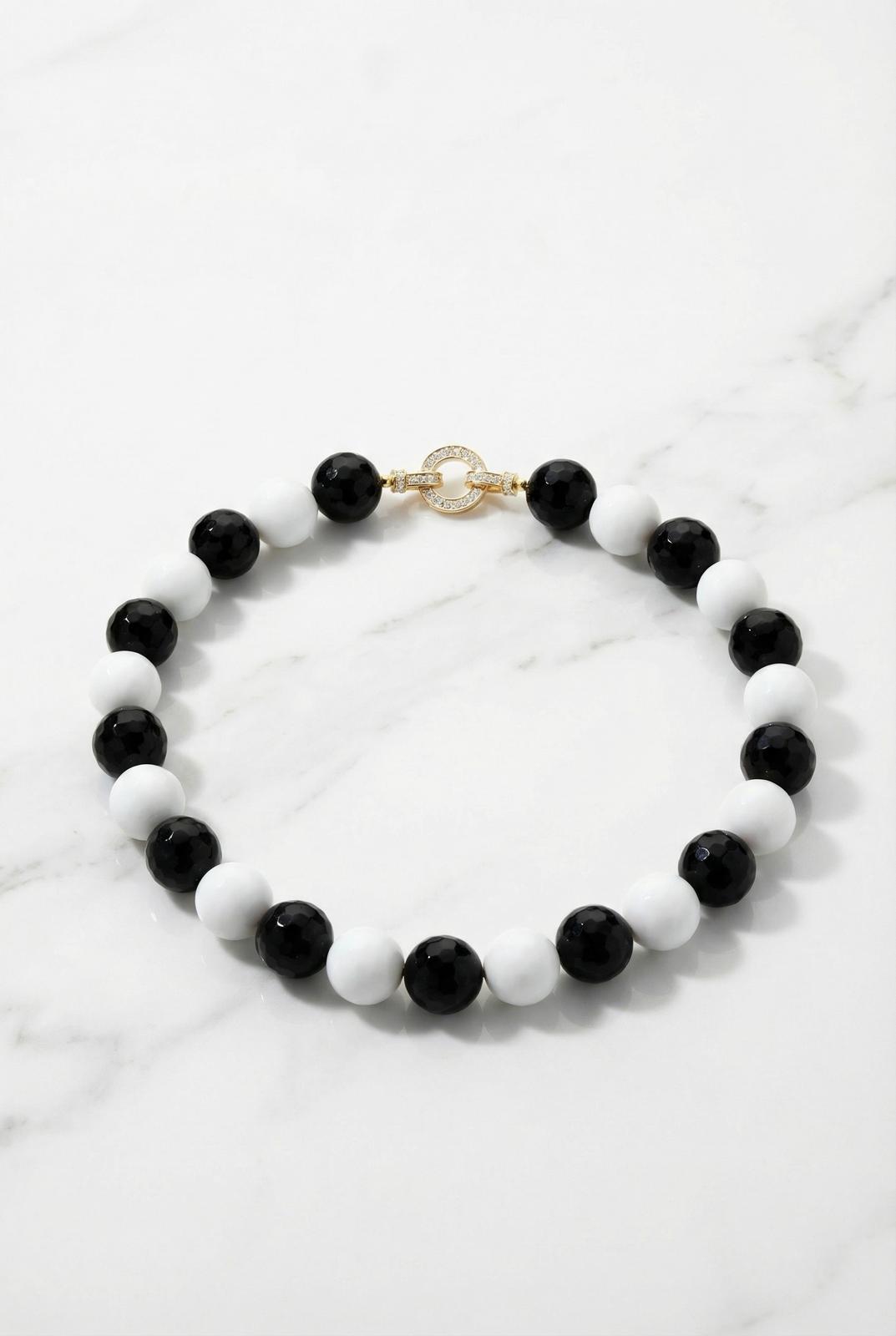 Natural Black & White Agate Chocker - Lesedi Jewels