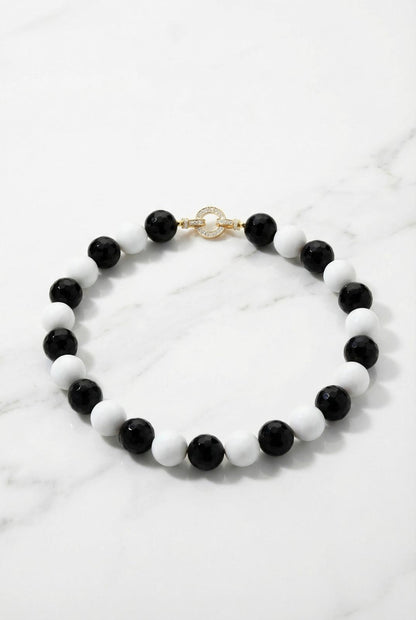 Natural Black & White Agate Chocker - Lesedi Jewels