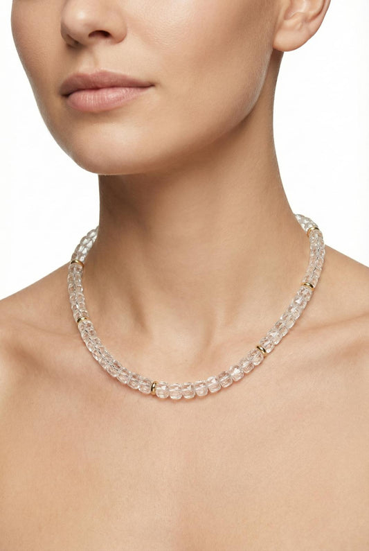 Natural Clear Quartz with Gold Necklace - Lesedi Jewels