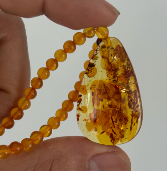 Natural Amber & Beeswax Bead Necklace - Lesedi Jewels