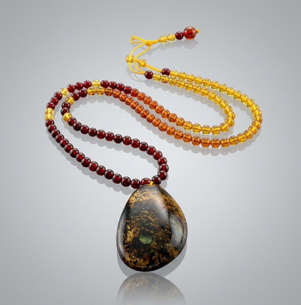 Natural Amber & Beeswax Bead Necklace - Lesedi Jewels