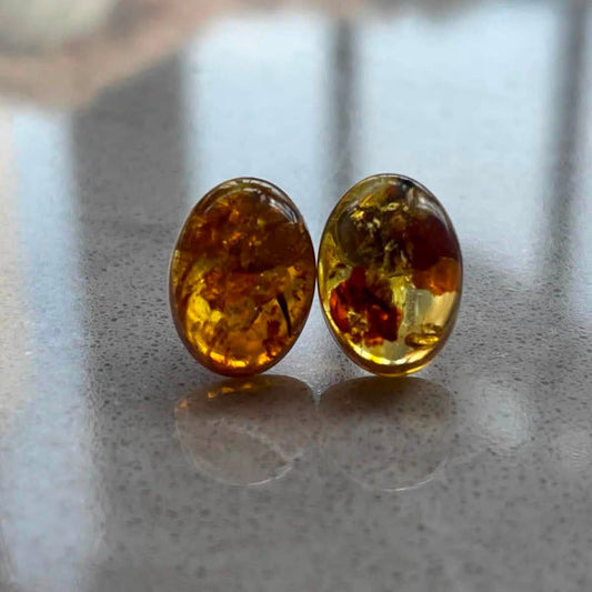 Genuine Sterling Silver Amber Studs - Lesedi Jewels