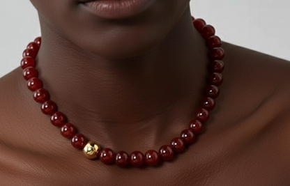 Scarlet Allure | Red Agate beds Necklace