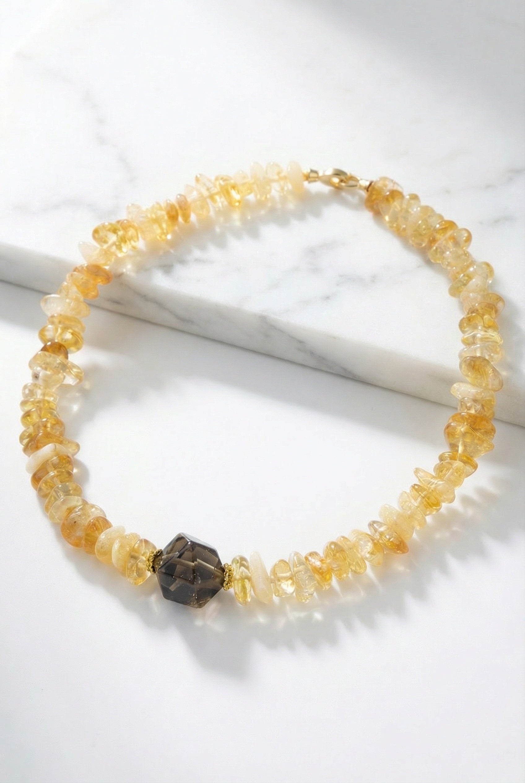 Natural Brazilin Citrine with Smoky Quartz Pendant Necklace - Lesedi Jewels
