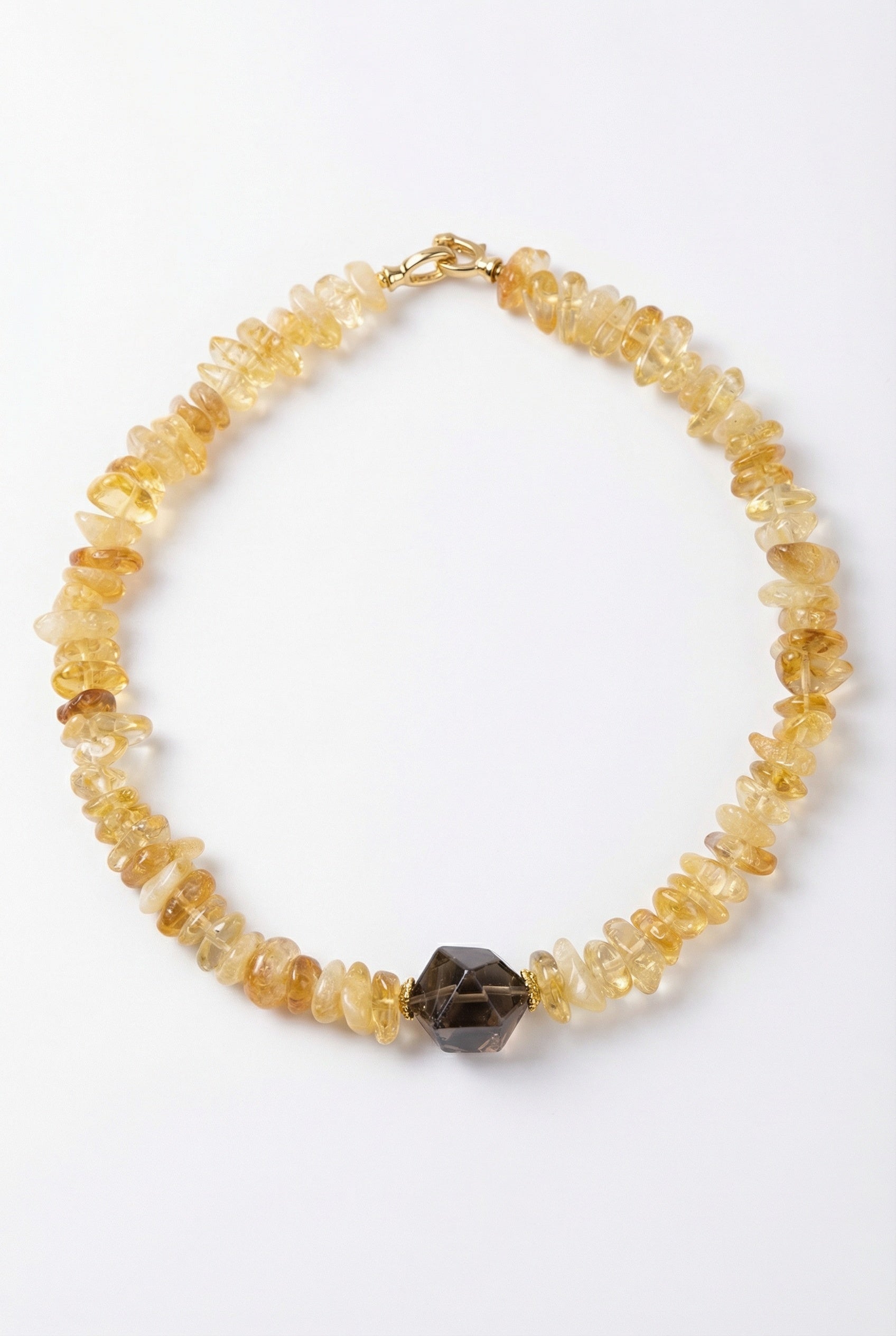 Natural Brazilin Citrine with Smoky Quartz Pendant Necklace - Lesedi Jewels
