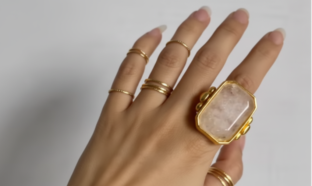 Frosted Dawn | White quartz Statement Ring