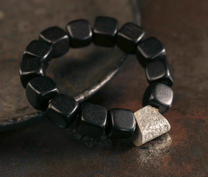 Ebony Wood With Silver Charm bracelets