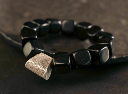 Ebony Wood With Silver Charm bracelets